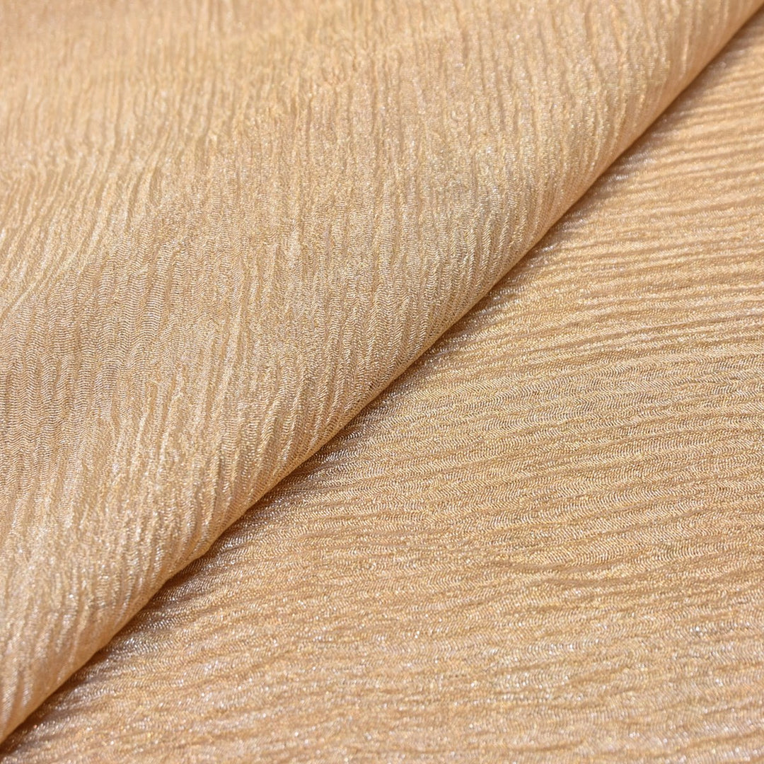 Burly Wood Premium Designer Dyed Crush Tissue Fabric with Glossy Finish