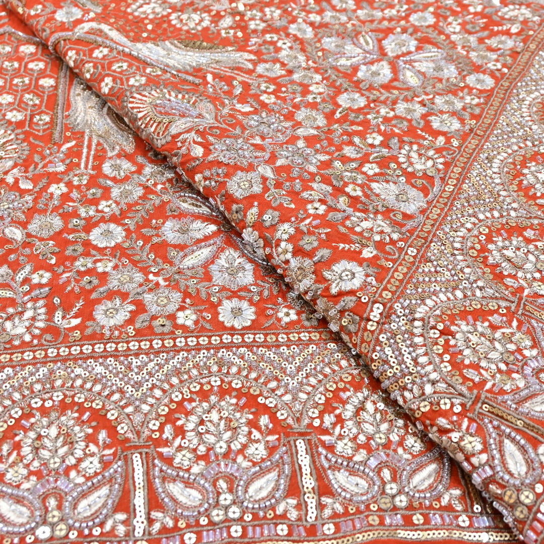 Dyed Viscose Georgette Zari Sequins Embroidery Fabrics