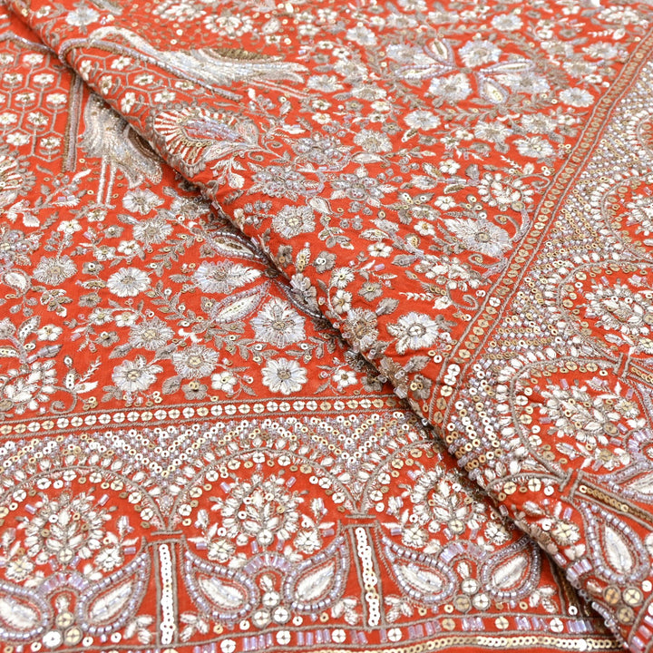 Dyed Viscose Georgette Zari Sequins Embroidery Fabrics