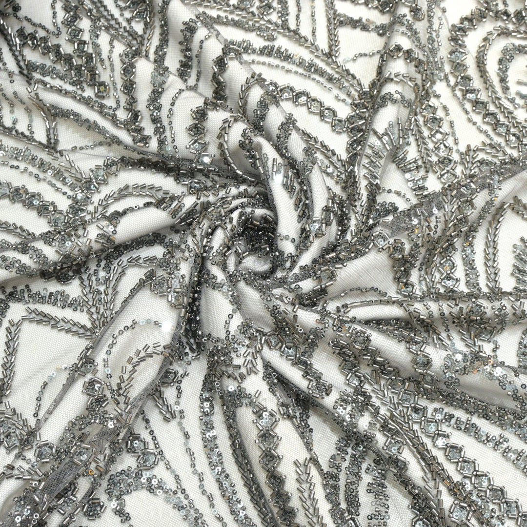 Imported Net Cutdana With Sequins Handwork Embroidery Fabrics