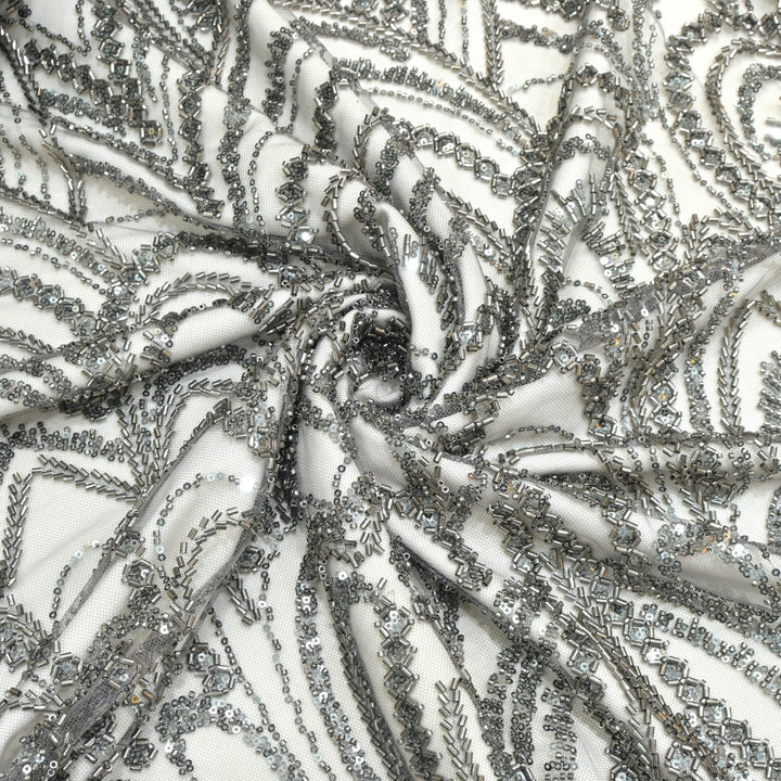 Imported Net Cutdana With Sequins Handwork Embroidery Fabrics