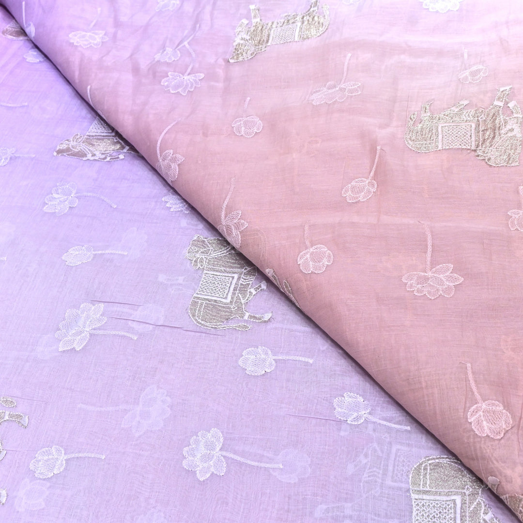4D Shaded Mul Chanderi Pintex Fabric 44" – Soft Designer Summer Fabric-GP4100-7