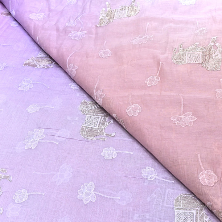 4D Shaded Mul Chanderi Pintex Fabric 44" – Soft Designer Summer Fabric-GP4100-7