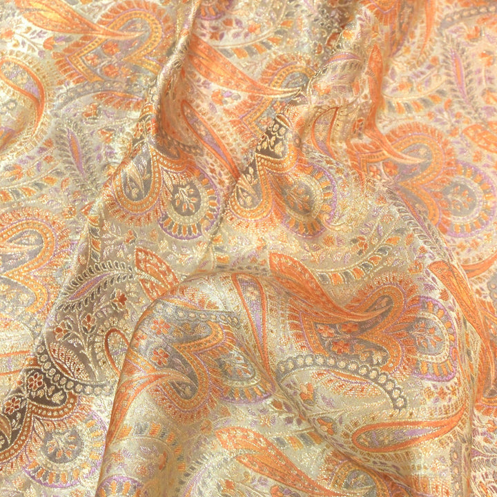 Gajji Satin Position Print Zari Jacquard Fabrics