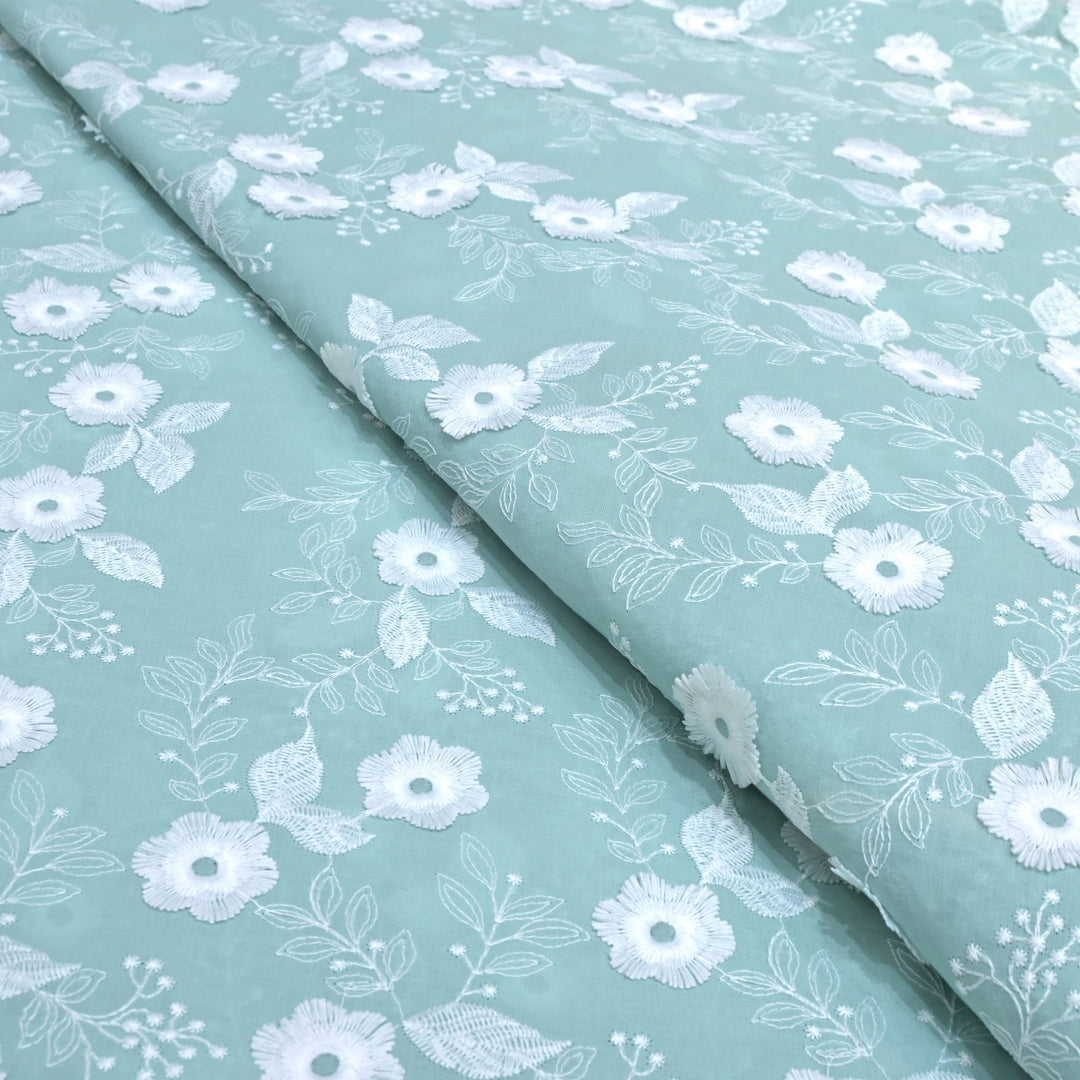 Imported Cotton 3D Flower Thread Work Embroidery Fabric
