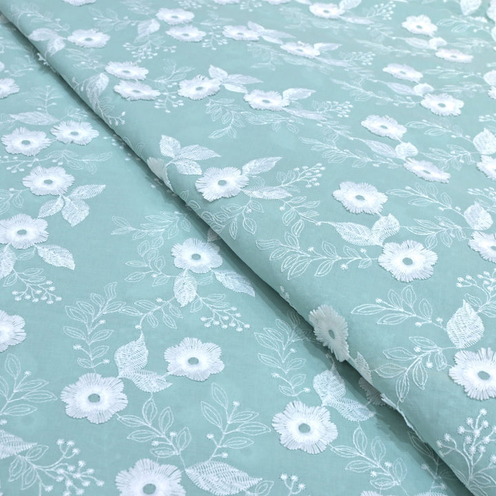 Imported Cotton 3D Flower Thread Work Embroidery Fabric
