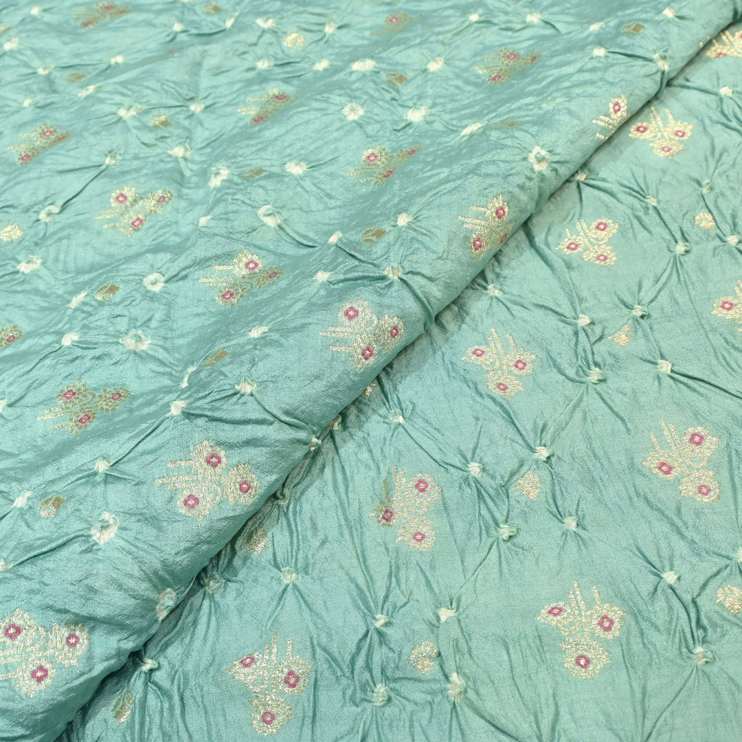 Pure Chiniya Silk Meena Zari And Hand Bandhani Fabrics