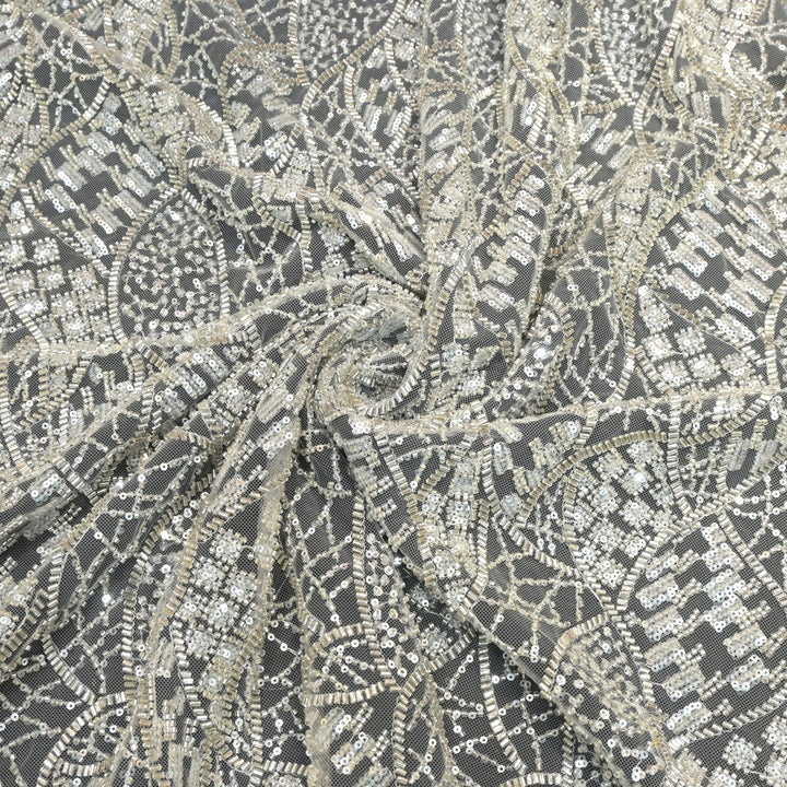 Imported Net Cutdana With Sequins Handwork Embroidery Fabrics