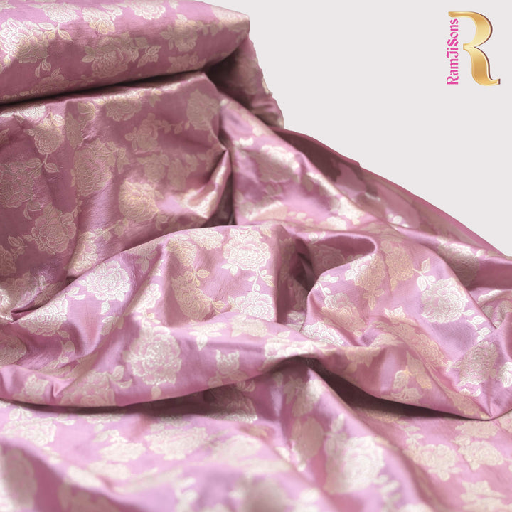 Onion Pure Mango Silk Zari Brocade fabric. | 165-192O