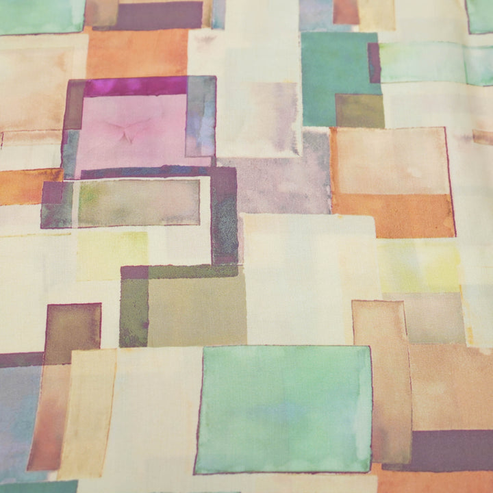 Pastel Multicolour Modal Satin Fabric in Digital Print