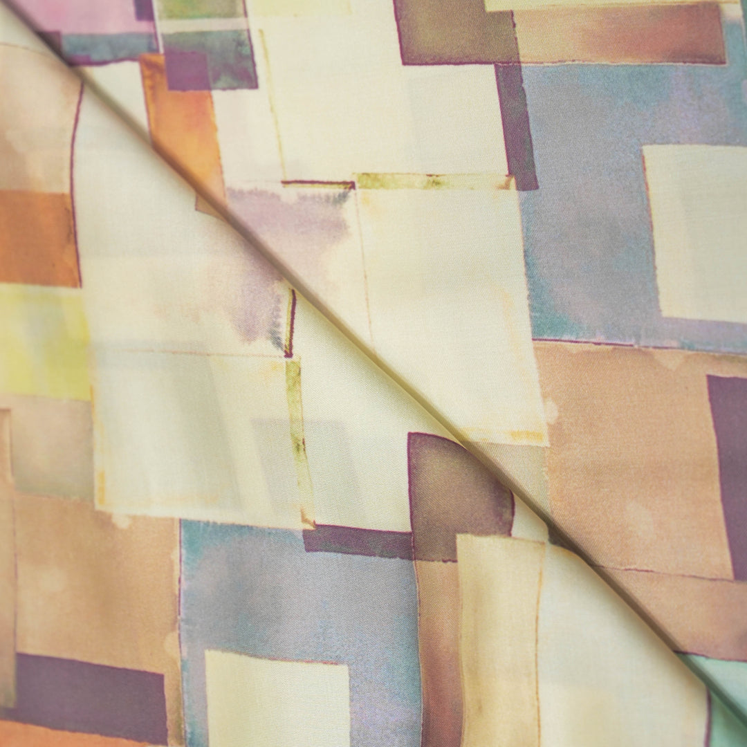 Pastel Multicolour Modal Satin Fabric in Digital Print