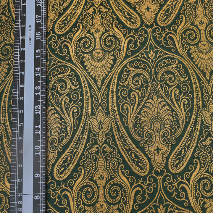 Teal Green Brocade with Metallic Gold Weave.| 100-23-114