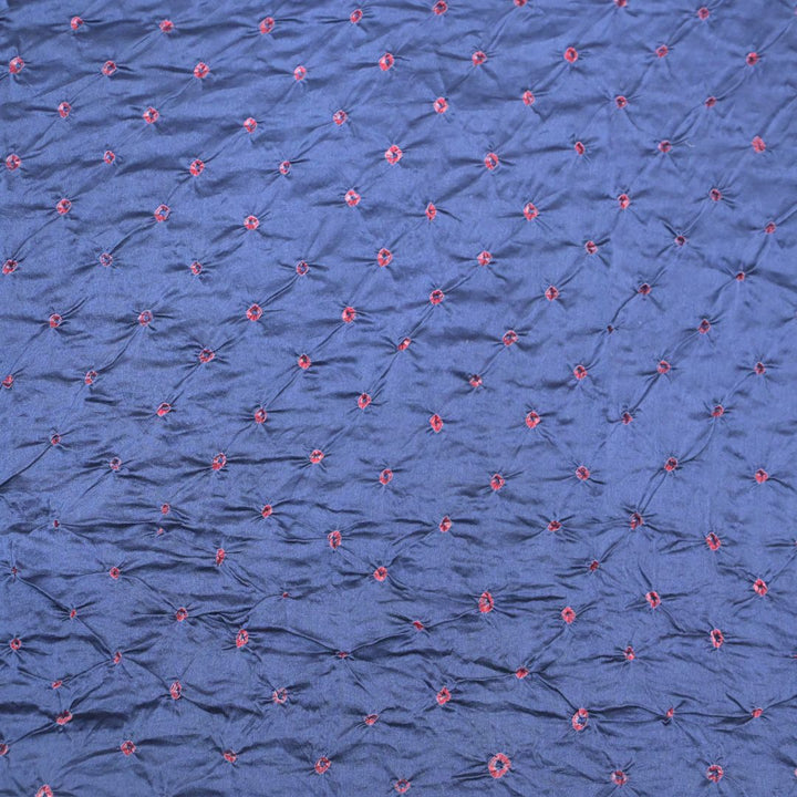 Denim Blue Pure Silk Chanderi Bandhni Fabric | CN-79-1079