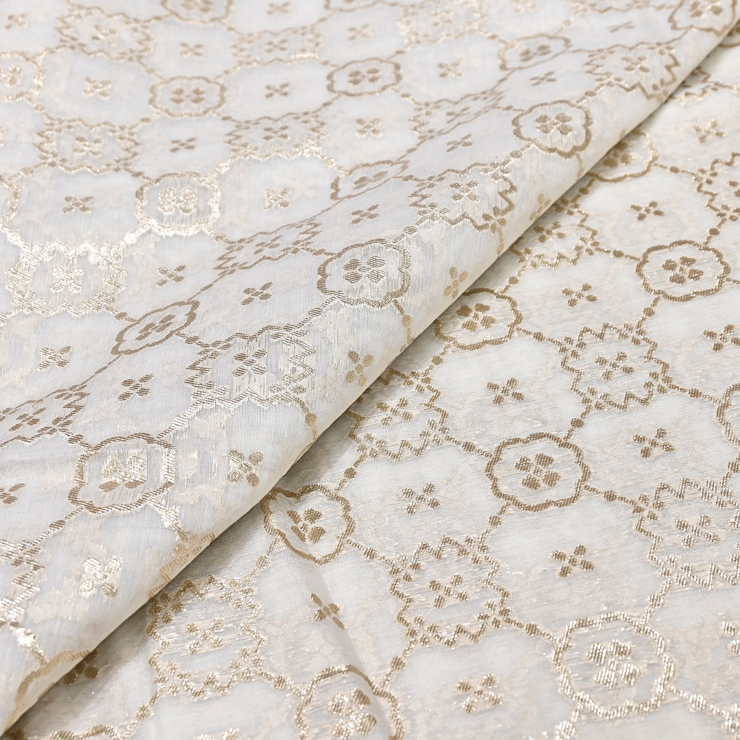 Banarasi Chanderi Gold Mat Zari Fabric – Premium Designer Ethnic Wear Fabric 000313-4