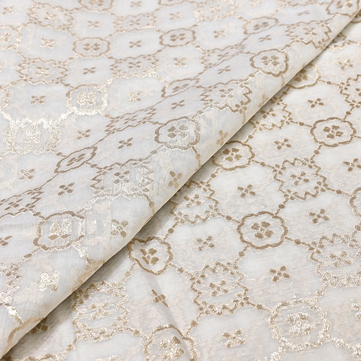 Banarasi Chanderi Gold Mat Zari Fabric – Premium Designer Ethnic Wear Fabric 000313-4