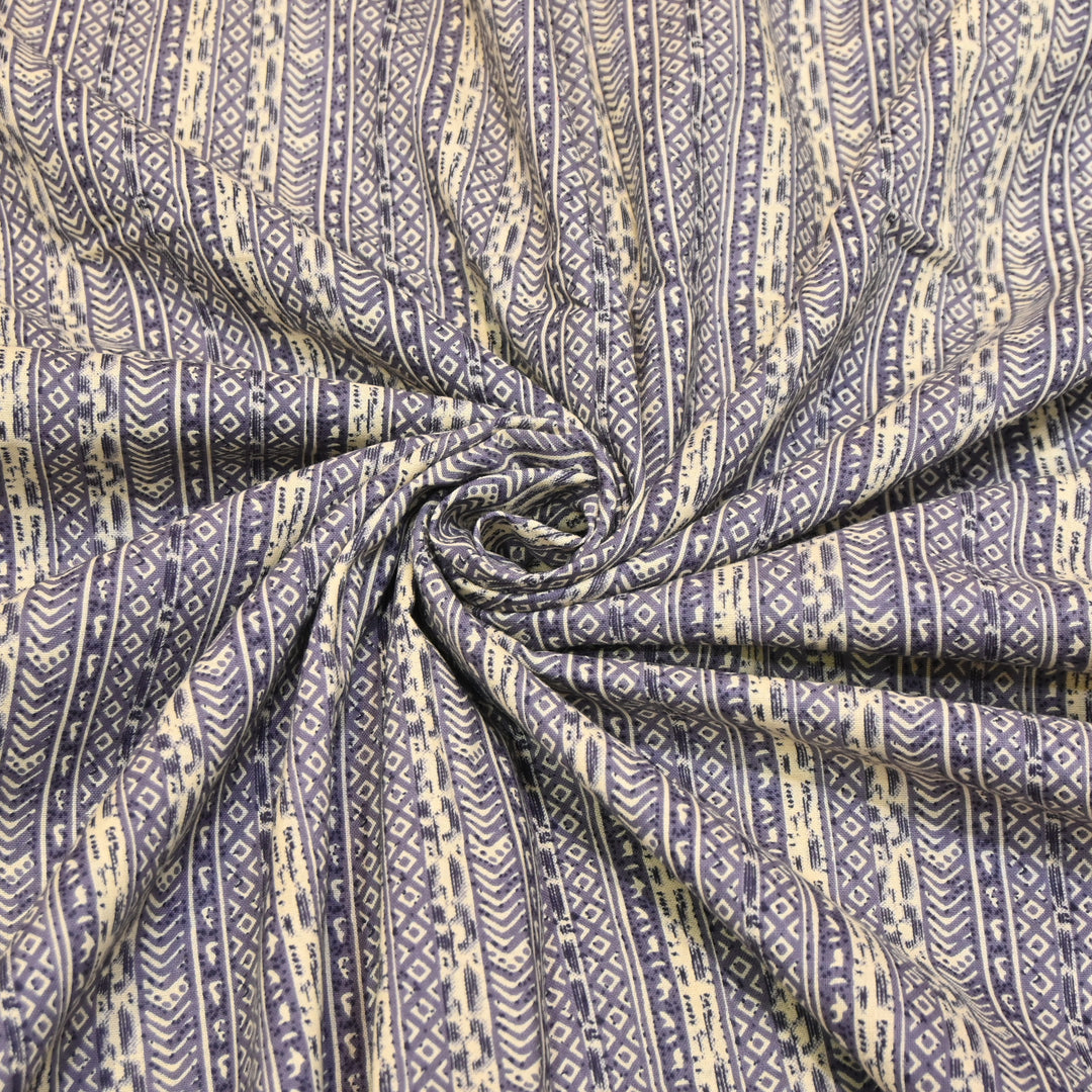 Dark Purple Cotton Linen Print