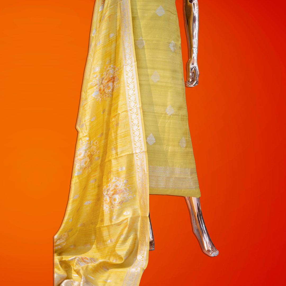 💫 Pure Raw Silk Banarasi Zari Unstitched Suit Set