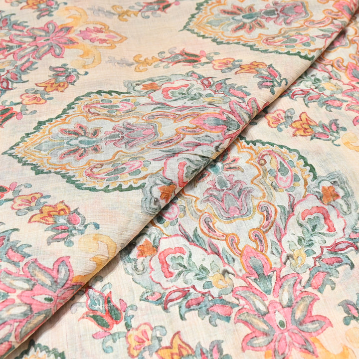 Multi Color Crush Muslin Digital Print Fabric – Soft Designer Muslin Print Fabric- COO145-4