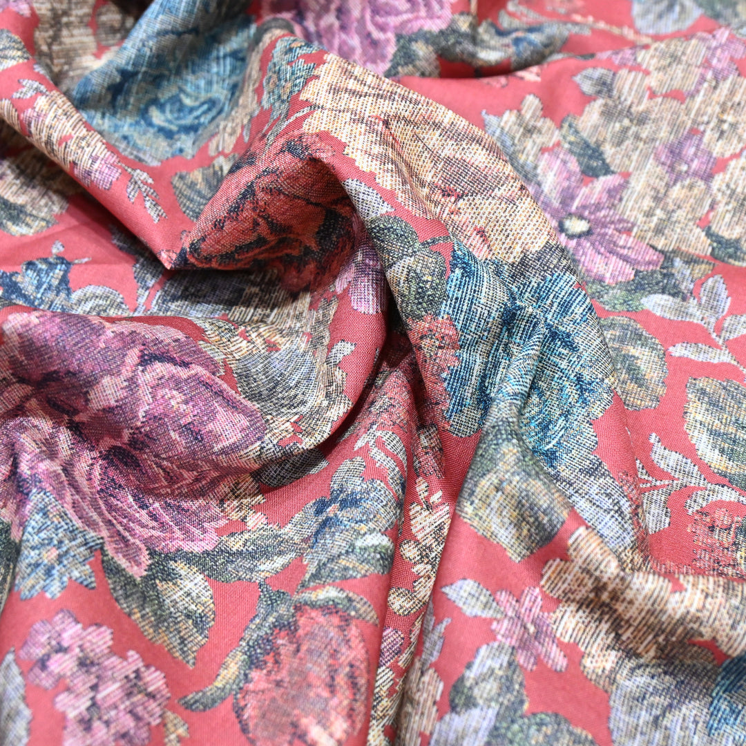 Strawberry Pink Italian Lawn Print Fabric