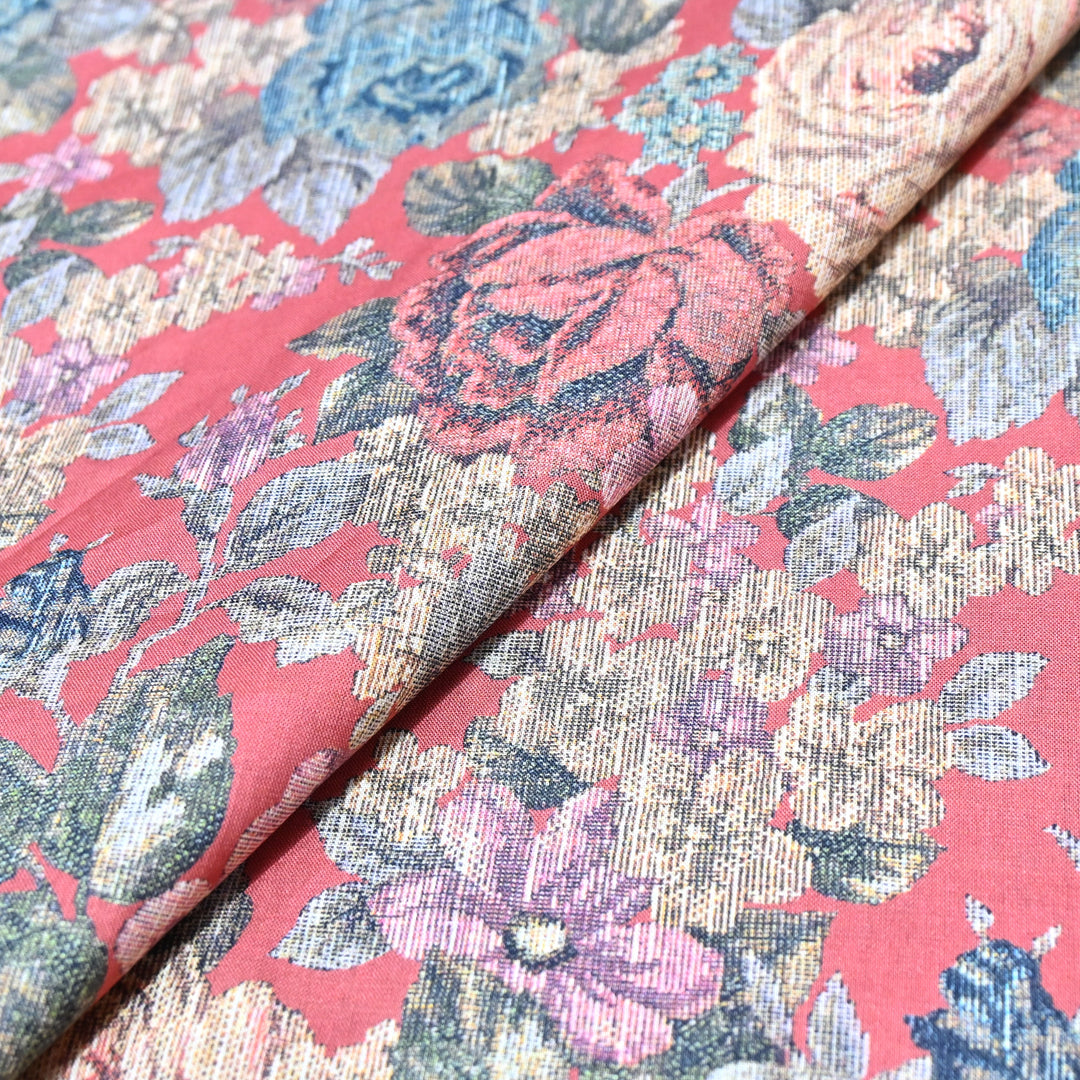 Strawberry Pink Italian Lawn Print Fabric