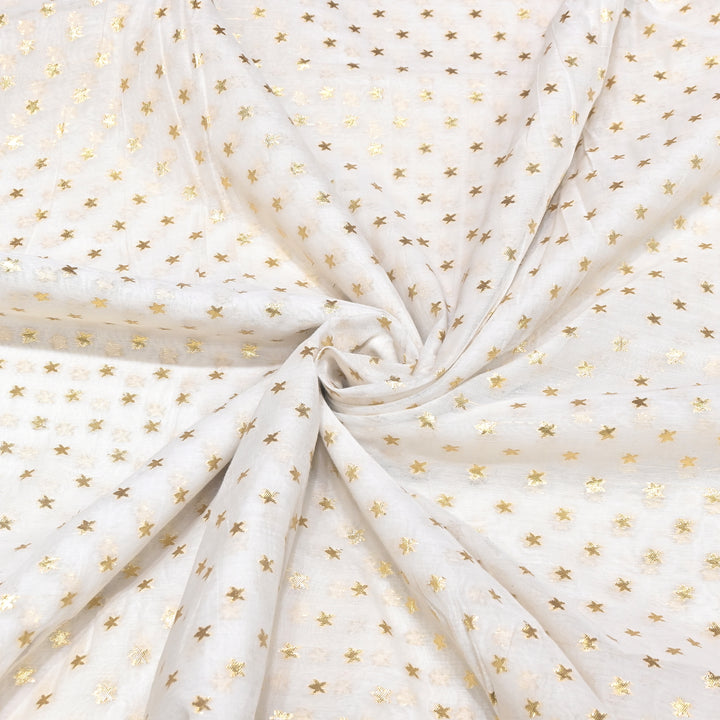 Banarasi Chanderi Gold Zari Fabric 44" – Luxury Ethnic Designer Fabric