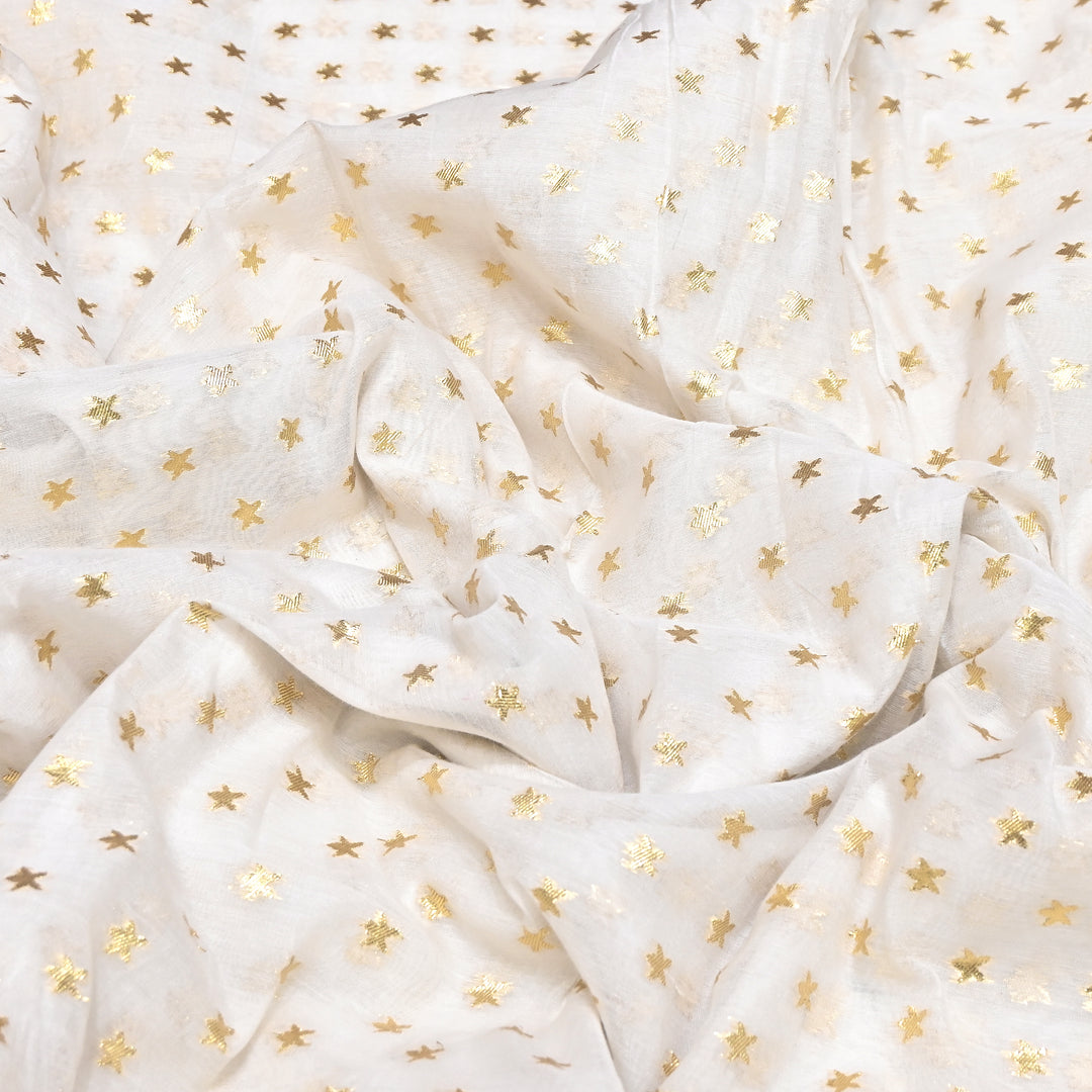 Banarasi Chanderi Gold Zari Fabric 44" – Luxury Ethnic Designer Fabric