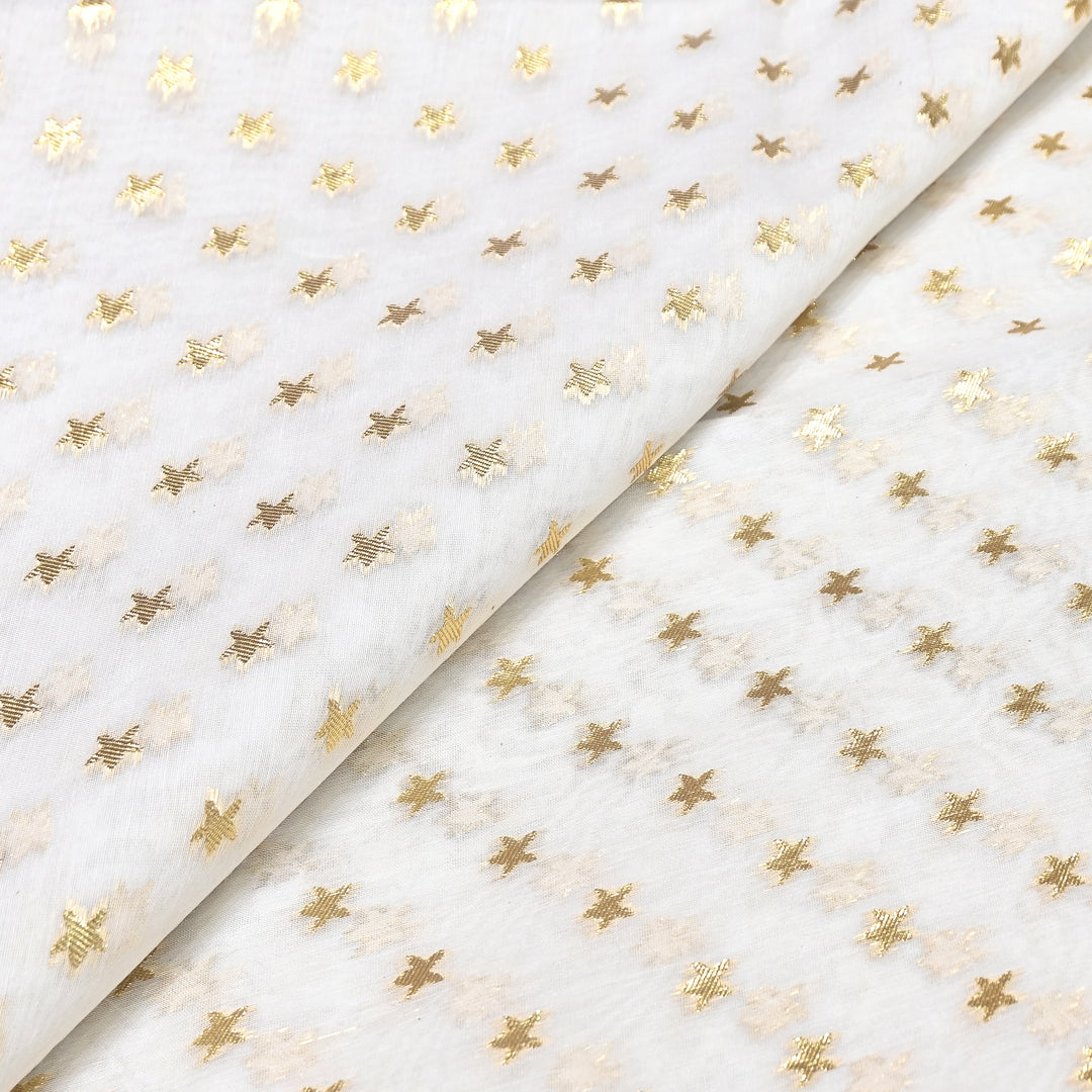 Banarasi Chanderi Gold Zari Fabric 44" – Luxury Ethnic Designer Fabric