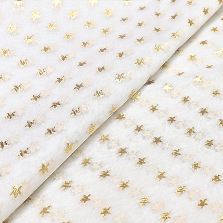 Banarasi Chanderi Gold Zari Fabric 44" – Luxury Ethnic Designer Fabric