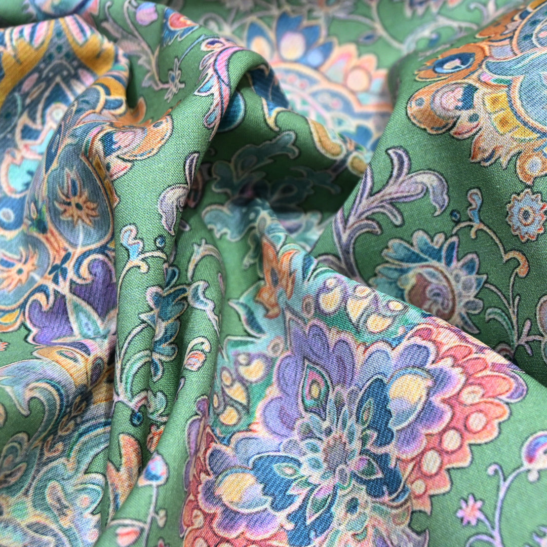 Aqua Green Italian Lawn Print Fabric