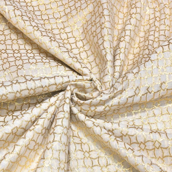 Banarasi Chanderi Gold Zari Fabric 44" – Luxury Ethnic Designer Fabric