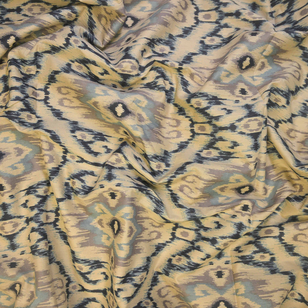 Sandstone Grey Ikat-Inspired Cotton Printed Fabric