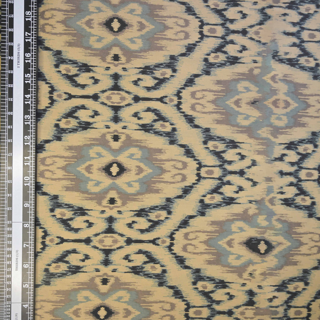 Sandstone Grey Ikat-Inspired Cotton Printed Fabric