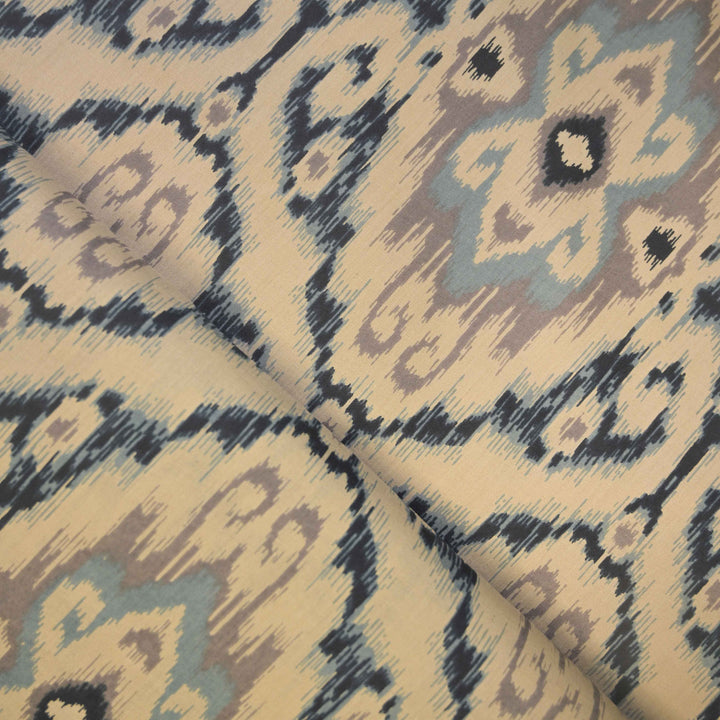Sandstone Grey Ikat-Inspired Cotton Printed Fabric