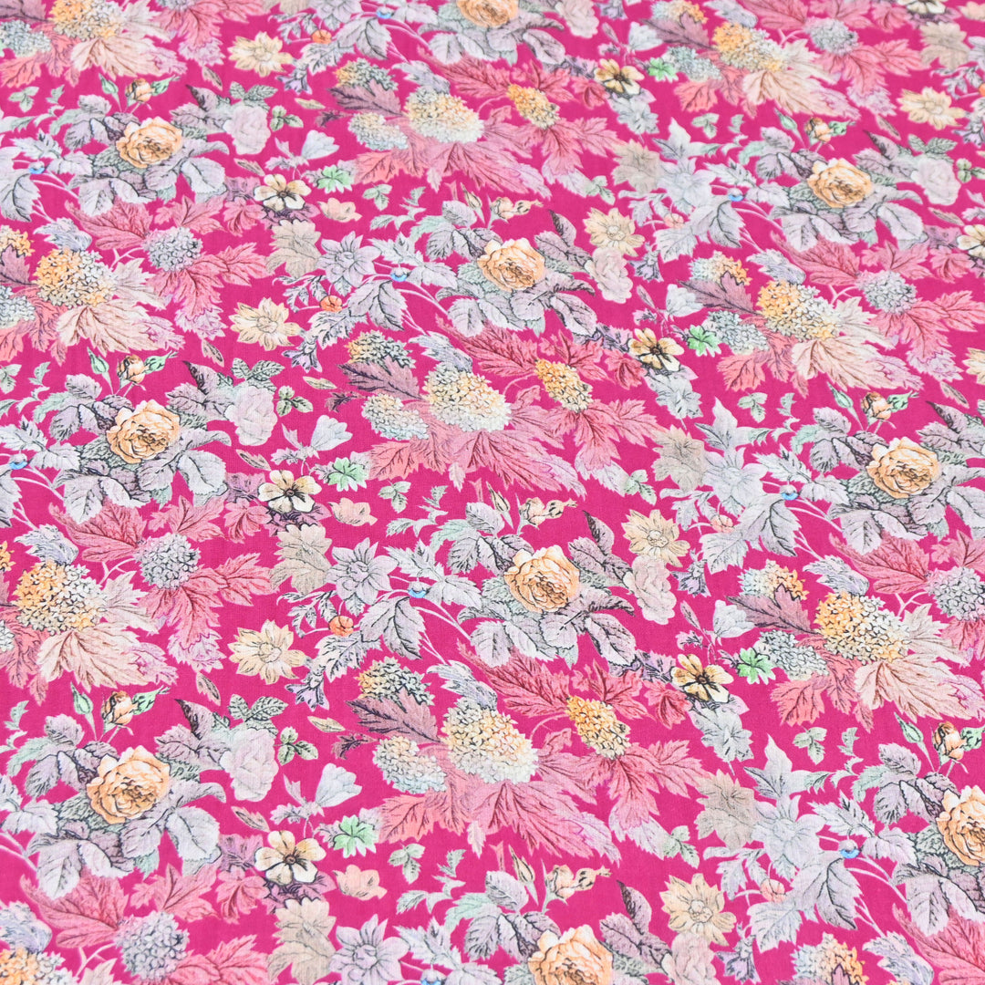Magenta Omura Cotton Floral Vine Print