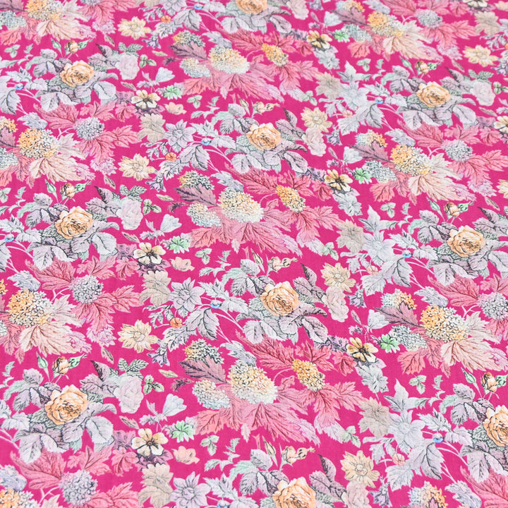 Magenta Omura Cotton Floral Vine Print
