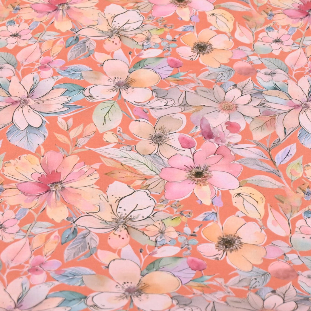 Multicolor Cotton Digital Print Fabric -Soft Breathable Printed Cotton Fabric-DA1124-3