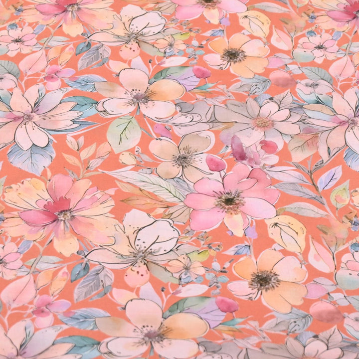 Multicolor Cotton Digital Print Fabric -Soft Breathable Printed Cotton Fabric-DA1124-3