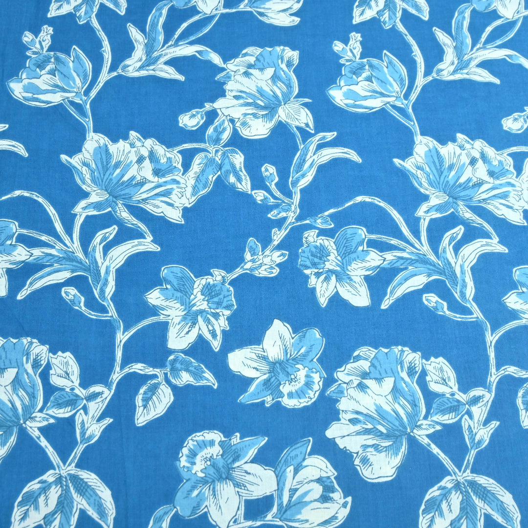 Ocean Blue Cotton Printed Fabric