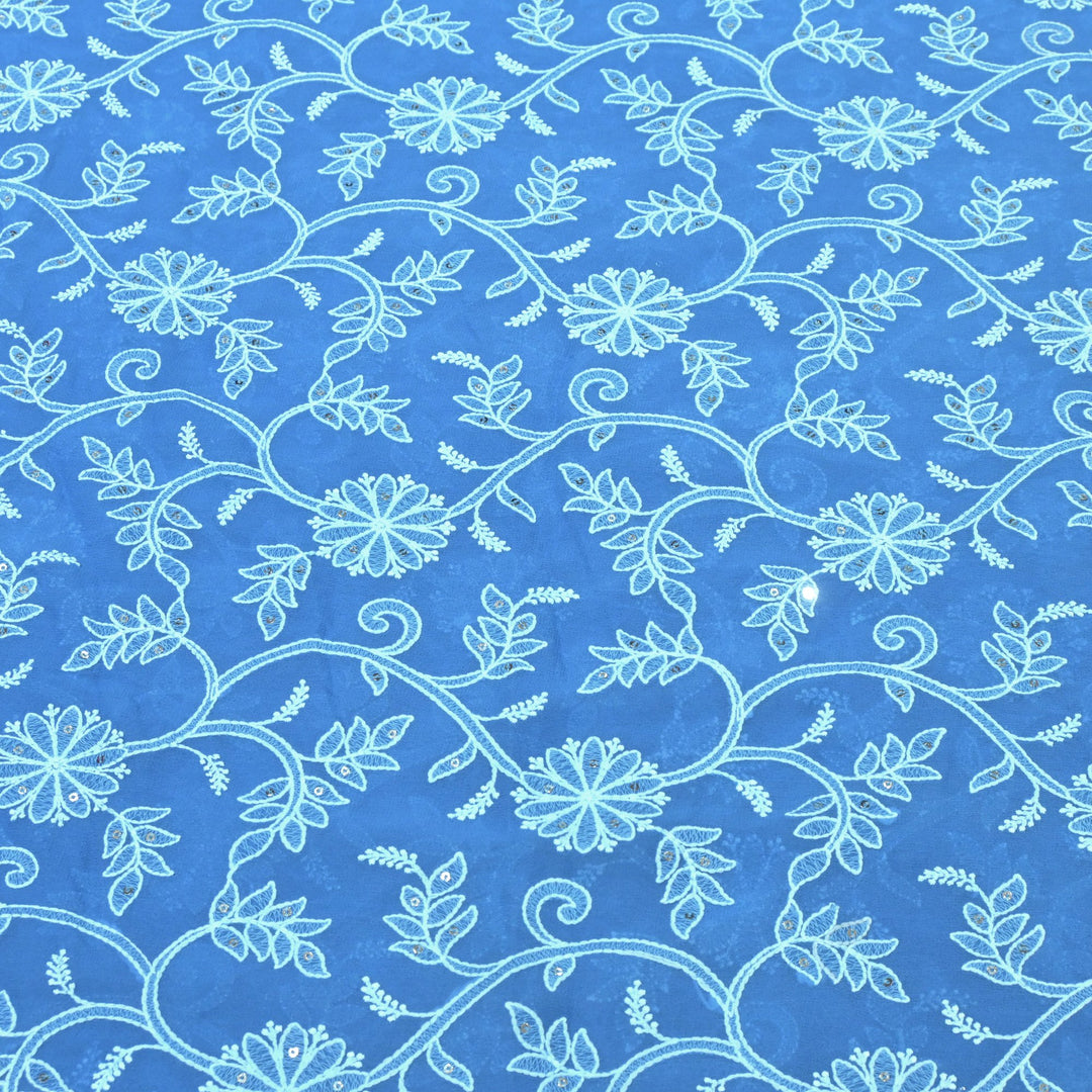 Viscose Georgette Thread With Sequins Embroidery Fabrics