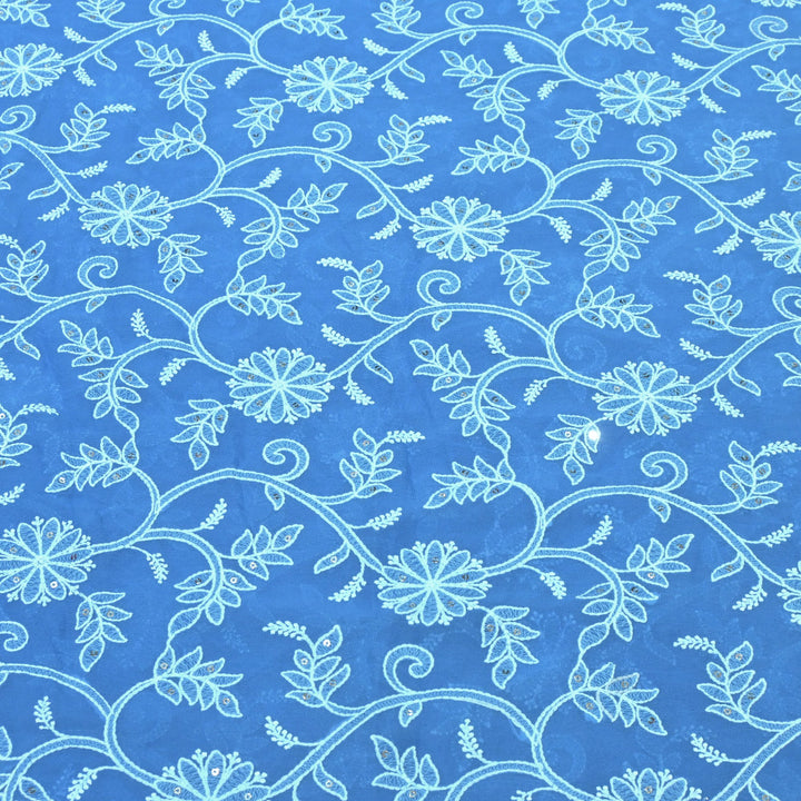 Viscose Georgette Thread With Sequins Embroidery Fabrics