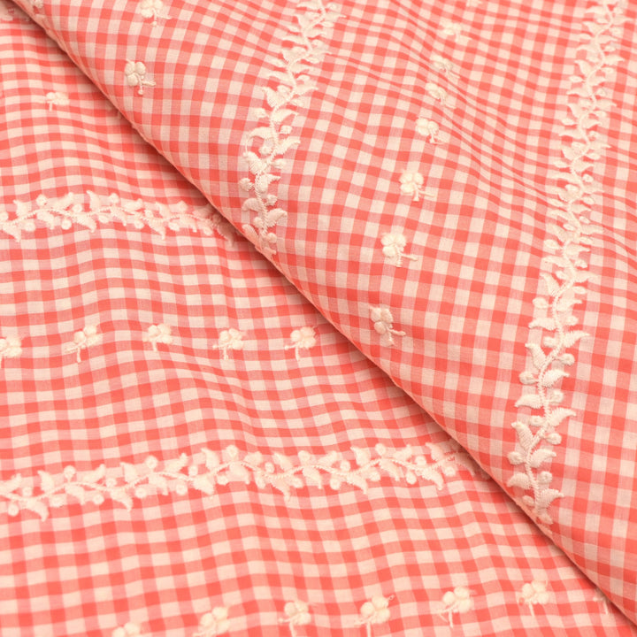 Cotton Checks Chikan Buti Fabrics