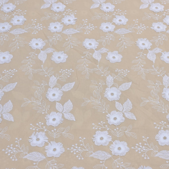 Imported Cotton 3D Flower Thread Work Embroidery Fabric
