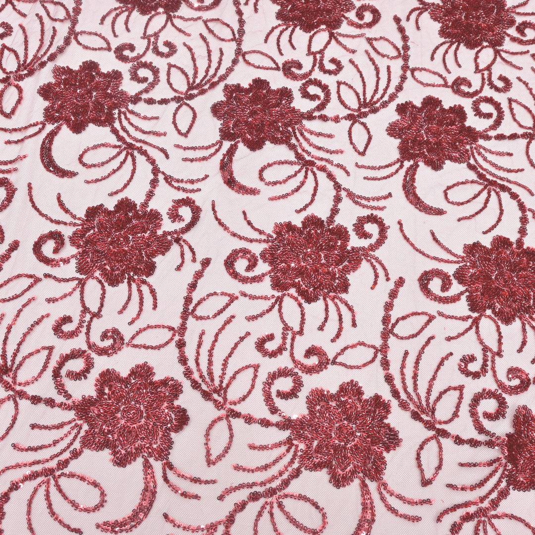 Imported Net Cutdana With Sequins Handwork Embroidery Fabrics