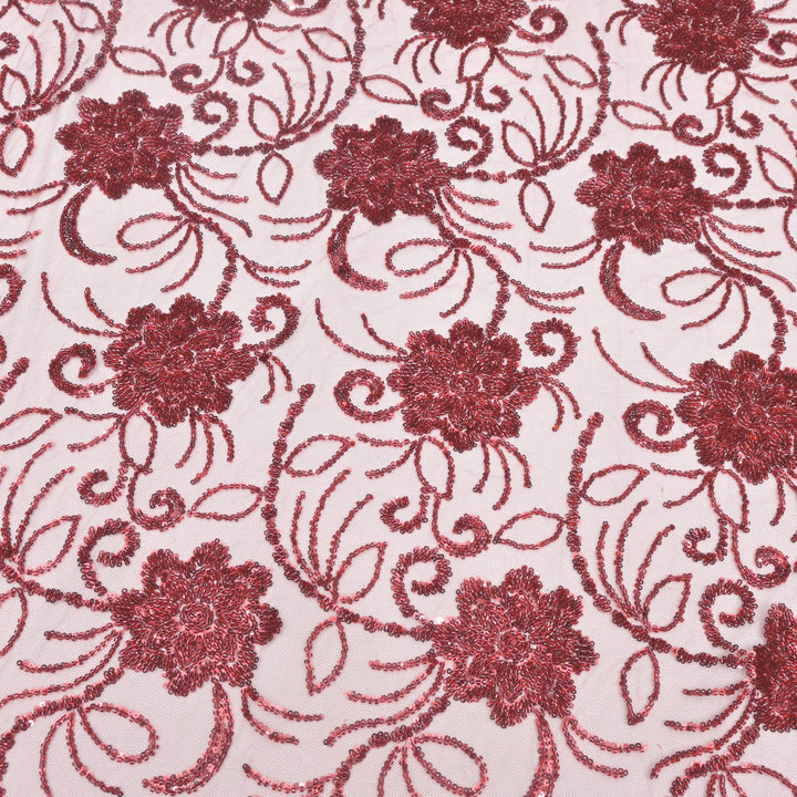 Imported Net Cutdana With Sequins Handwork Embroidery Fabrics