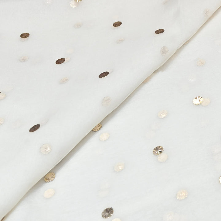 Dyeable Pure 28gm Silk Organza Handwork Mukaish Fabric TIK008