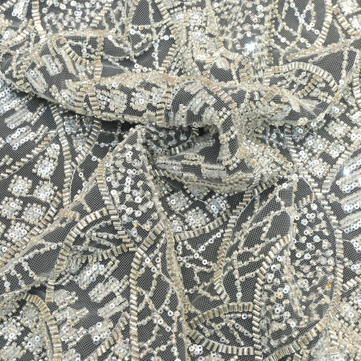 Imported Net Cutdana With Sequins Handwork Embroidery Fabrics