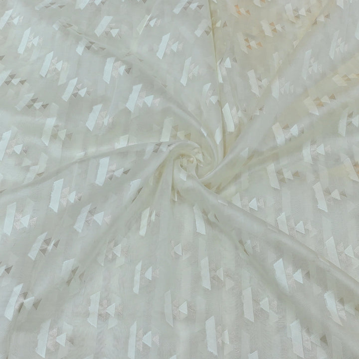 Dyeable Pure Organza Self Zari Work Fabrics