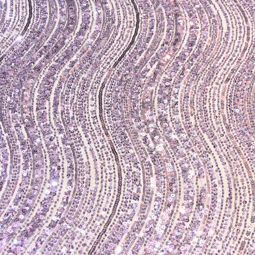Pastel Violet Color Luxury Imported Heavy Cut Dana & Sequins Embroidered Net Designer Fabric ED1533-1E