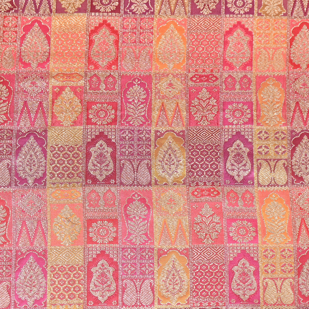 Multi Rangoli Brocade Fabric – Premium Zari Woven Designer Brocade Fabric 001006-A21