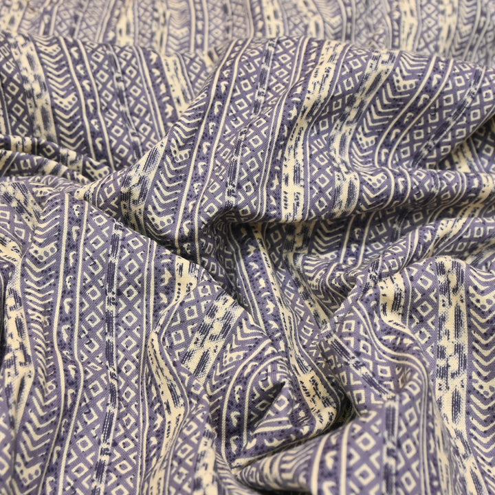 Dark Purple Cotton Linen Print
